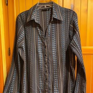 Apt 9 Bell Sleeve Blue Patterned Blouse - 1X